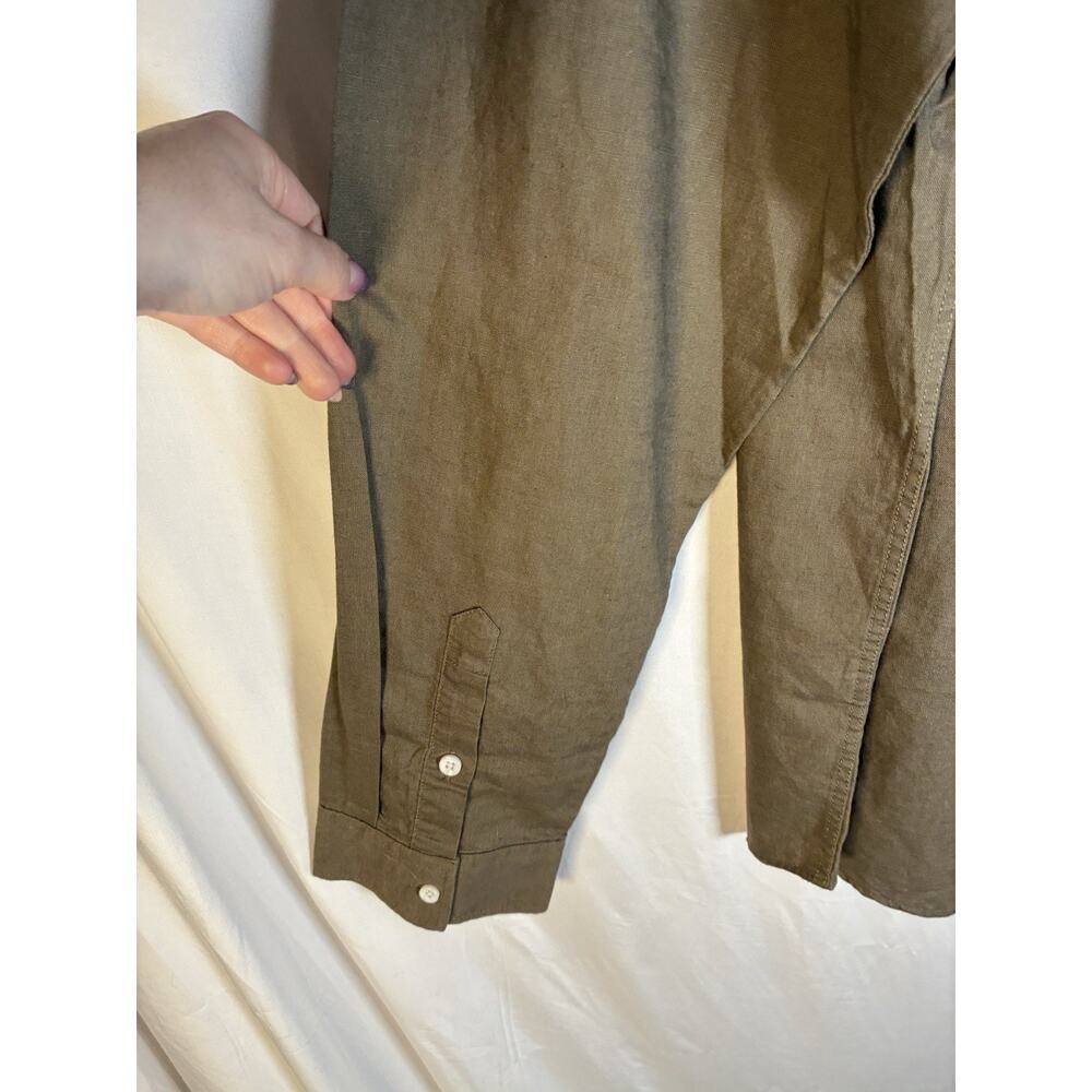 NEW Mens Linen Blend Shirt 2XL Olive Old Money Coastal Grandpa Quiet Luxury - Picture 3 of 6